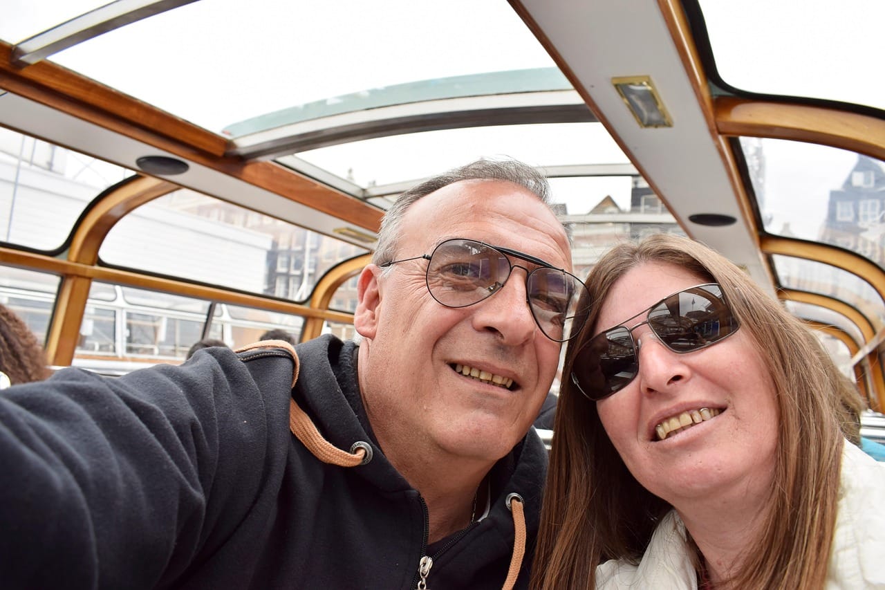 couple, tourists, boat, smile, selfie, man, woman, sunglasses, happy, vacation, holiday, leisure, portrait, amsterdam, holland, selfie, selfie, selfie, selfie, selfie